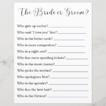 the bride or groom? bridal shower or wedding game