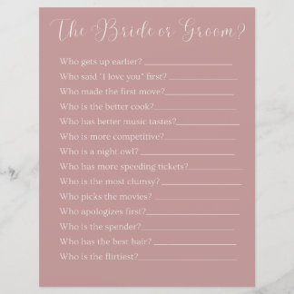 the bride or groom party game