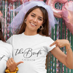 The Bride Personalized Chic Minimalist Wedding T-Shirt<br><div class="desc">This chic,  simple bride t-shirt features your name underneath elegant black typography reading The Bride. Customize these elegant,  modern bridal tees for your wedding events like the bachelorette party.</div>
