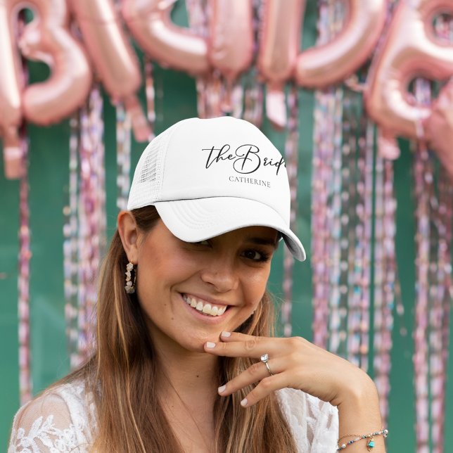 The Bride Personalized Chic Minimalist Wedding Trucker Hat (Creator Uploaded)
