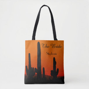 The Bride Personalized Tote, Saguaro Sunset Tote Bag