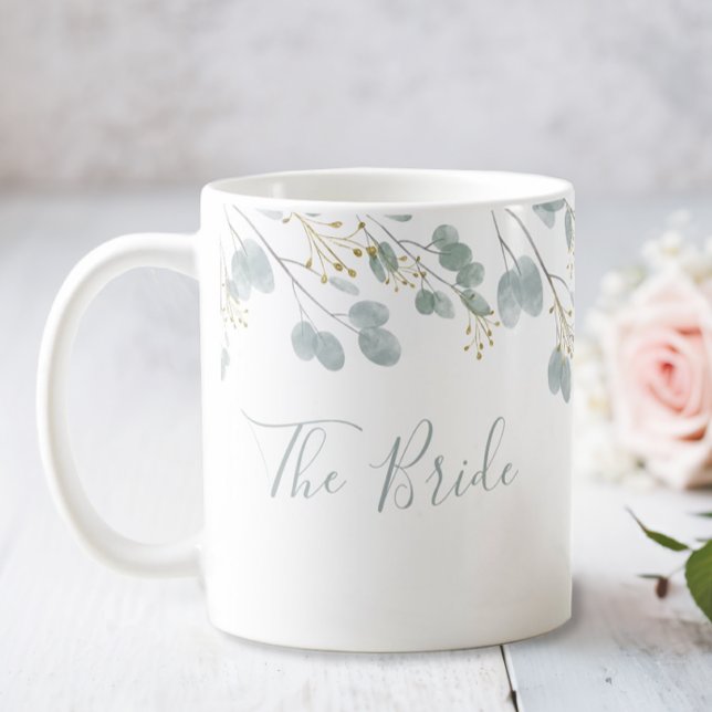 The Bride Rustic Eucalyptus Coffee Mug (The Bride Wedding Mug)