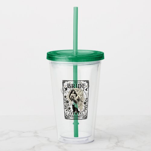 The Bride Tarot Card Witchy Bachelorette Custom Acrylic Tumbler