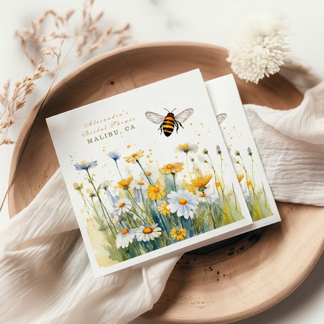 The bride to bee daisy watercolor shower napkins (Creator Uploaded)