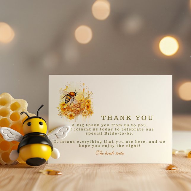 The bride to bee golden honey bloom thank you card (Creator Uploaded)