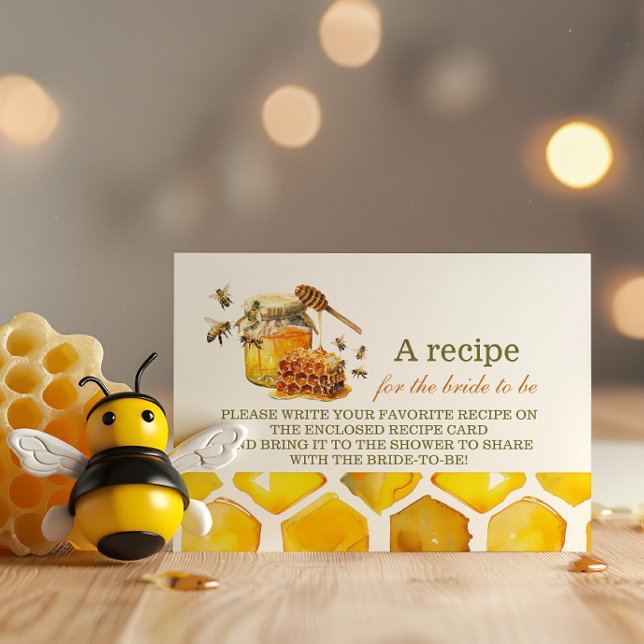 The bride to bee honeycomb shower Recipe Enclosure Card (Creator Uploaded)