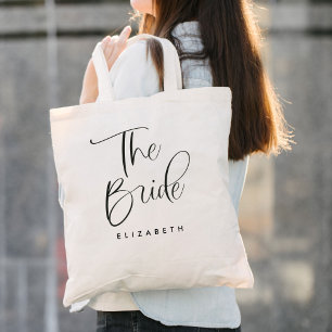 The Bride Wedding Calligraphy Tote Bag