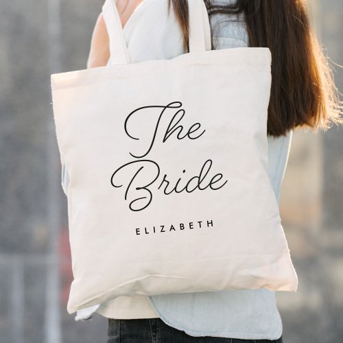 The Bride Wedding Calligraphy Tote Bag