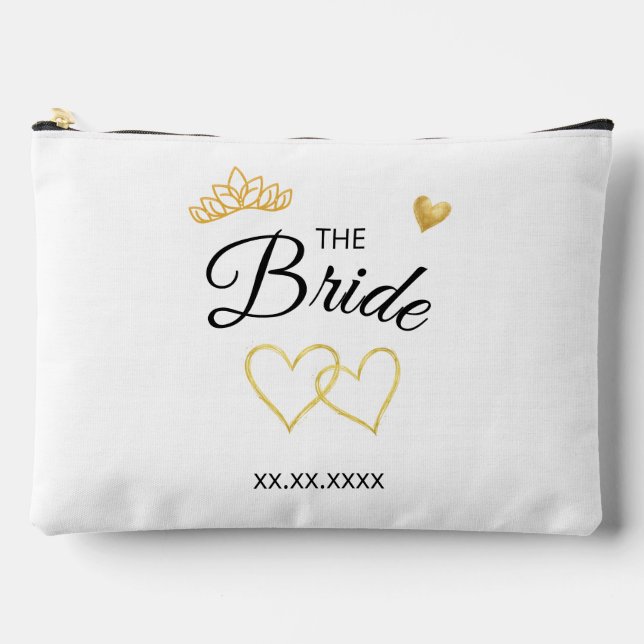 The Bride Wedding Date Elegant Design Accessory Pouch (Front)