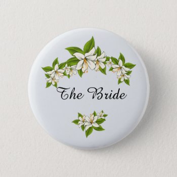 "the Bride" White Tropical Hibiscus Button by randysgrandma at Zazzle