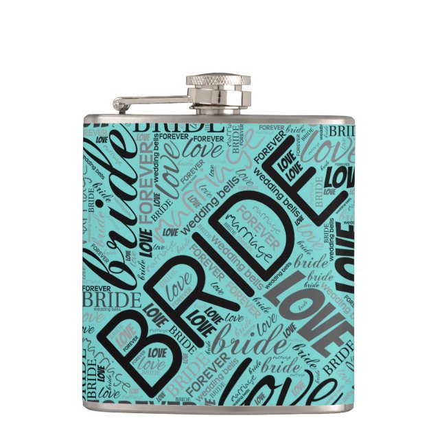 The Bride Word Cloud Black ID253 Flask (Front)