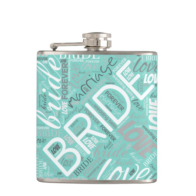 The Bride Word Cloud White ID253 Flask (Front)