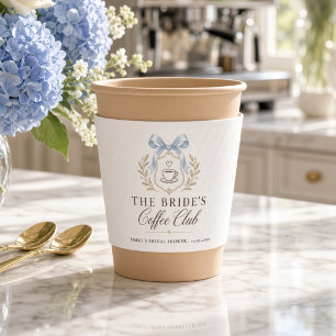 The Bride's Coffee Club Blue Ribbon Bridal Shower  Cup Sleeve