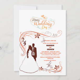 the brides elegant classic silhouette wedding invitation