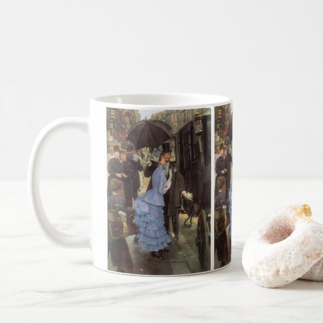 The Bridesmaid (aka The Traveller) by James Tissot Coffee Mug (With Donut)