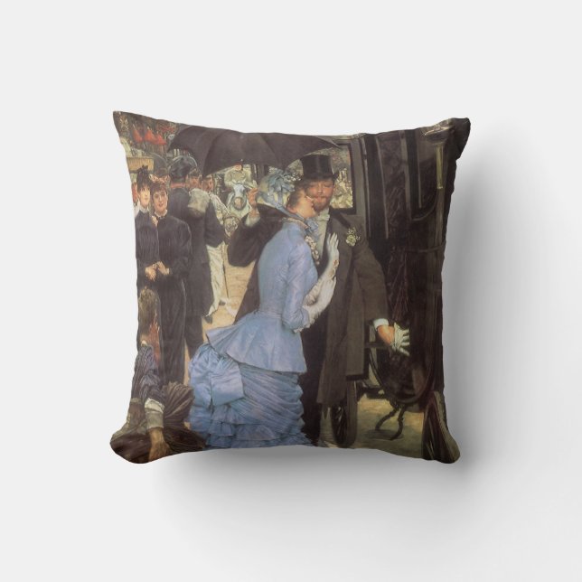 The Bridesmaid (aka The Traveller) by James Tissot Throw Pillow (Front)