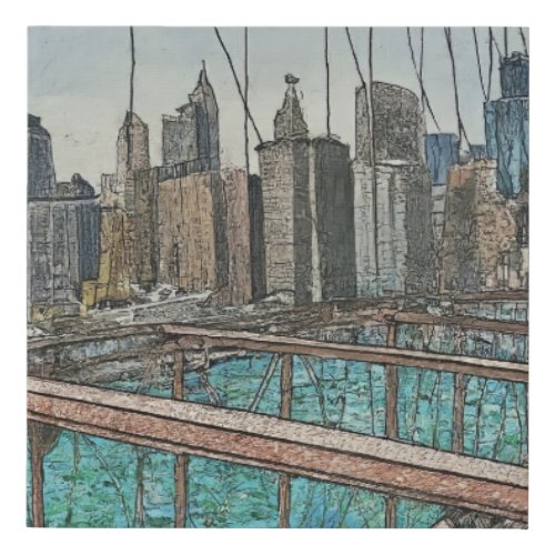 The Bridge and the City Faux Canvas Print