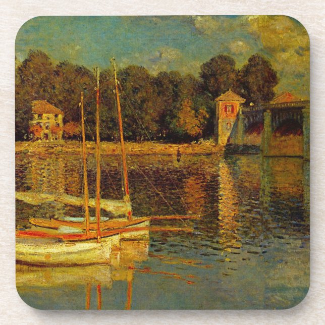 The Bridge at Argenteuil by Claude Monet Beverage Coaster (Front)