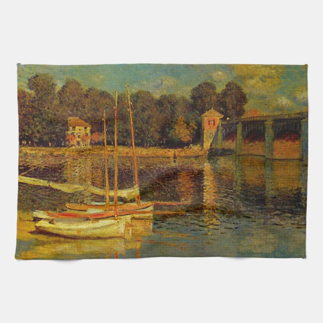 The Bridge at Argenteuil by Claude Monet Kitchen Towel (Horizontal)
