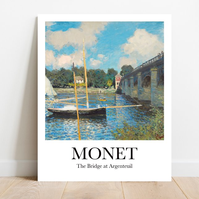 The Bridge at Argenteuil by Claude Monet Poster (Monet "The Bridge at Argenteuil" Impressionist Landscape Poster. Vibrant colors, sunlight on water)