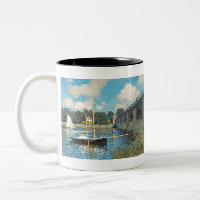 The Bridge at Argenteuil by Claude Monet Two-Tone Coffee Mug (Left)