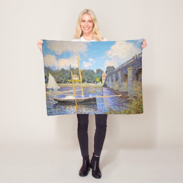 The Bridge at Argenteuil, Monet Fleece Blanket (In Situ)
