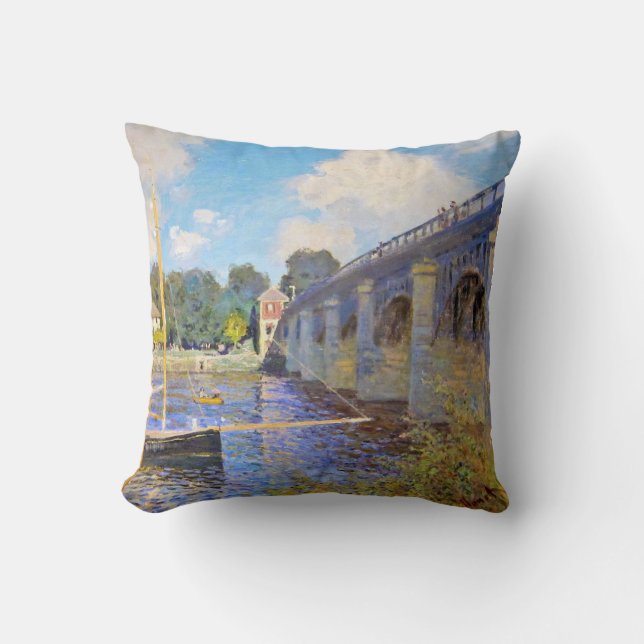 The Bridge at Argenteuil, Monet Throw Pillow (Front)