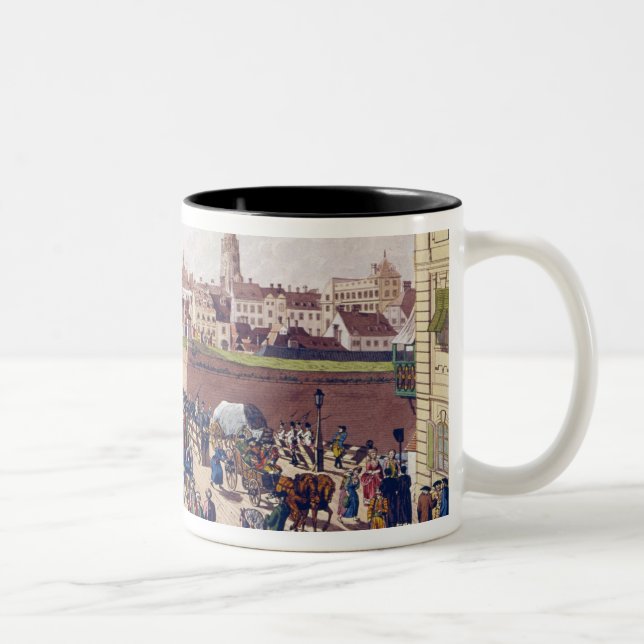 The Bridge at Leopoldstadt, Vienna, 1780 Two-Tone Coffee Mug (Right)