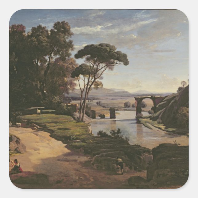 The Bridge at Narni, c.1826-27 Square Sticker (Front)