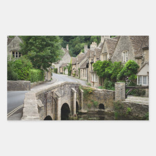 The bridge in Castle Combe, UK rectangle sticker