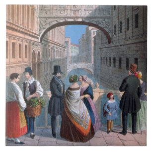 The Bridge of Sighs, Venice, engraved by Brizeghel Ceramic Tile