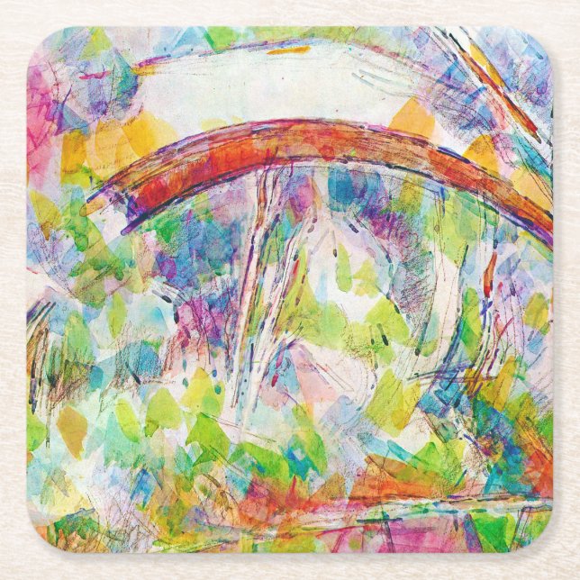 The Bridge, Paul Cezanne Square Paper Coaster (Front)