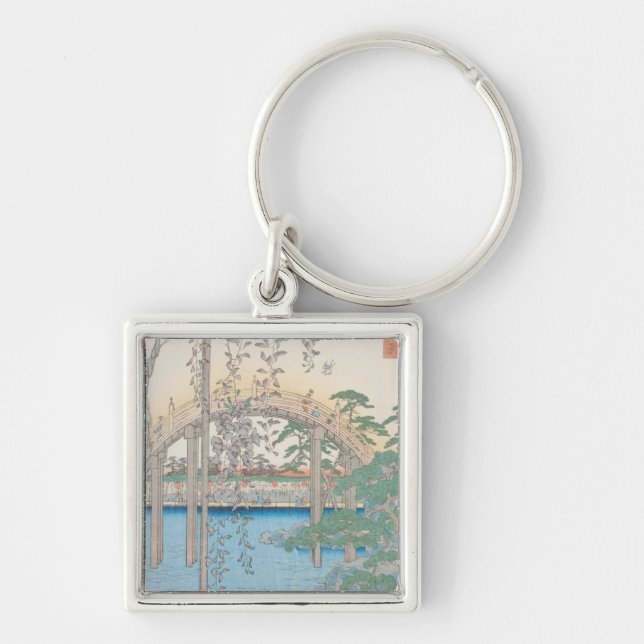 The Bridge with Wisteria or Kameido Tenjin Keychain (Front)
