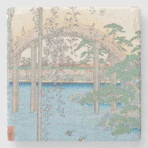 The Bridge with Wisteria or Kameido Tenjin Stone Coaster