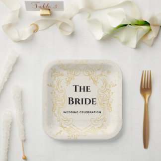 The Brie - Gold vintage frame paper plate