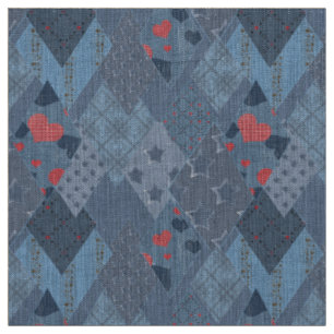 The bright blue patchwork fabric