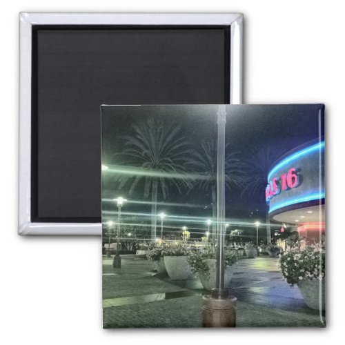 The Bright Lights of the Movie Theater at Night Magnet