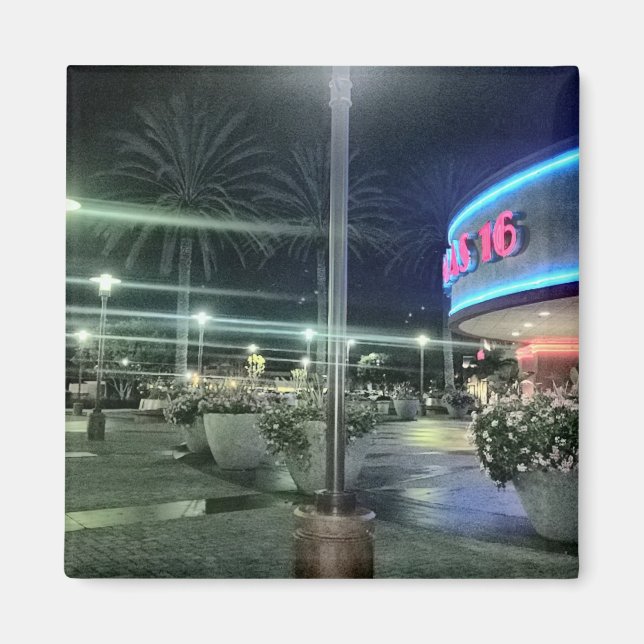 The Bright Lights of the Movie Theater at Night Magnet (Front)