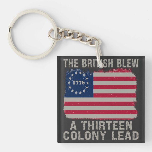 The British Blew Thirteen Colony Lead 4th Of July Keychain (Front)