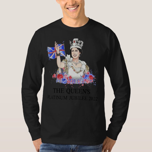 The British Queen Flower British Flag Platinum Jub T-Shirt (Front)