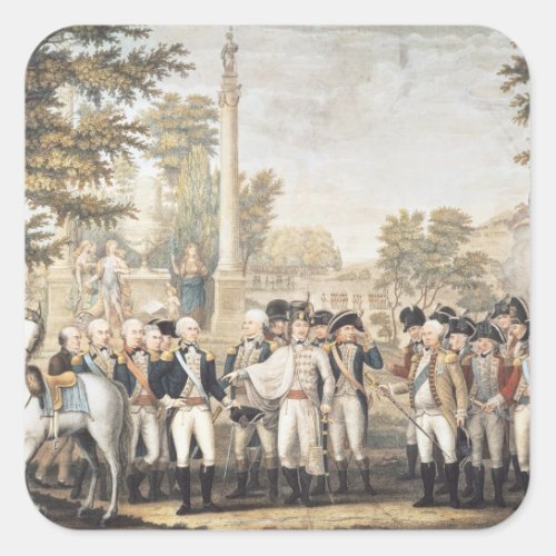 The British Surrendering to General Washington Square Sticker