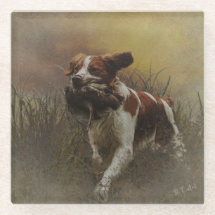 The Brittany spaniel Ceramic Tile Beverage Coas Glass Coaster