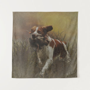 The Brittany spaniel    Ceramic Tile Beverage Coas Tapestry