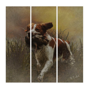 The Brittany spaniel Ceramic Tile Beverage Coas Triptych