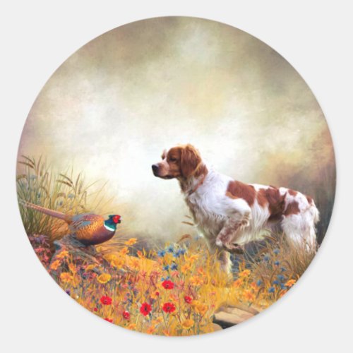 The Brittany spaniel Classic Round Sticker