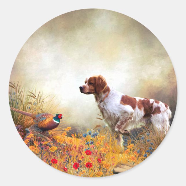 The Brittany spaniel Classic Round Sticker (Front)