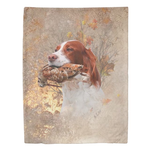 The Brittany spaniel  Duvet Cover (Front)