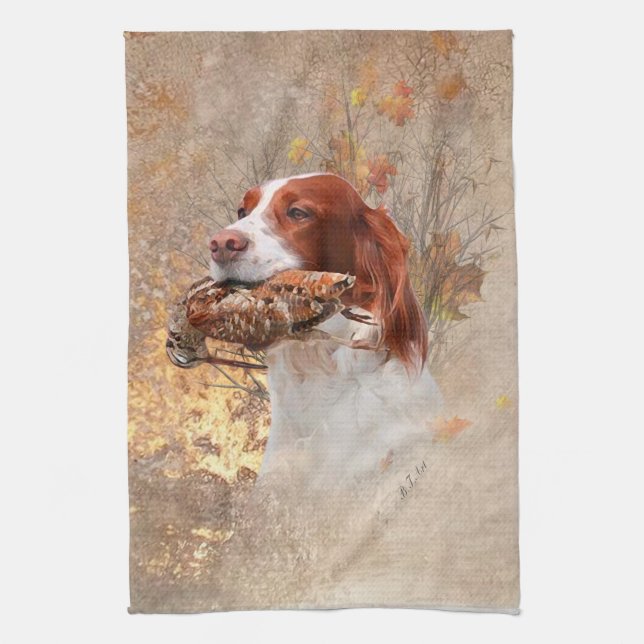 The Brittany spaniel  Duvet Cover Shower Curtain Kitchen Towel (Vertical)
