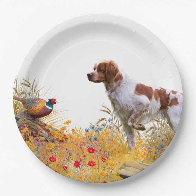 The Brittany spaniel  Paper Plates (Front)