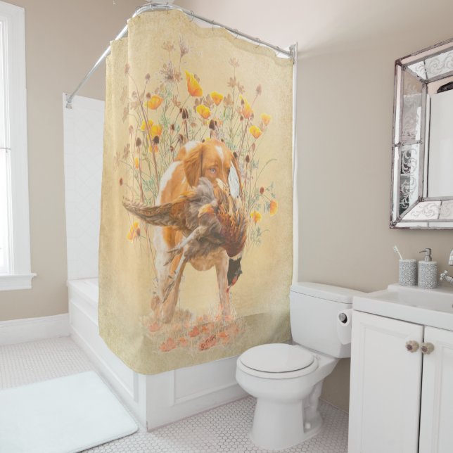 The Brittany spaniel  Shower Curtain (In Situ)